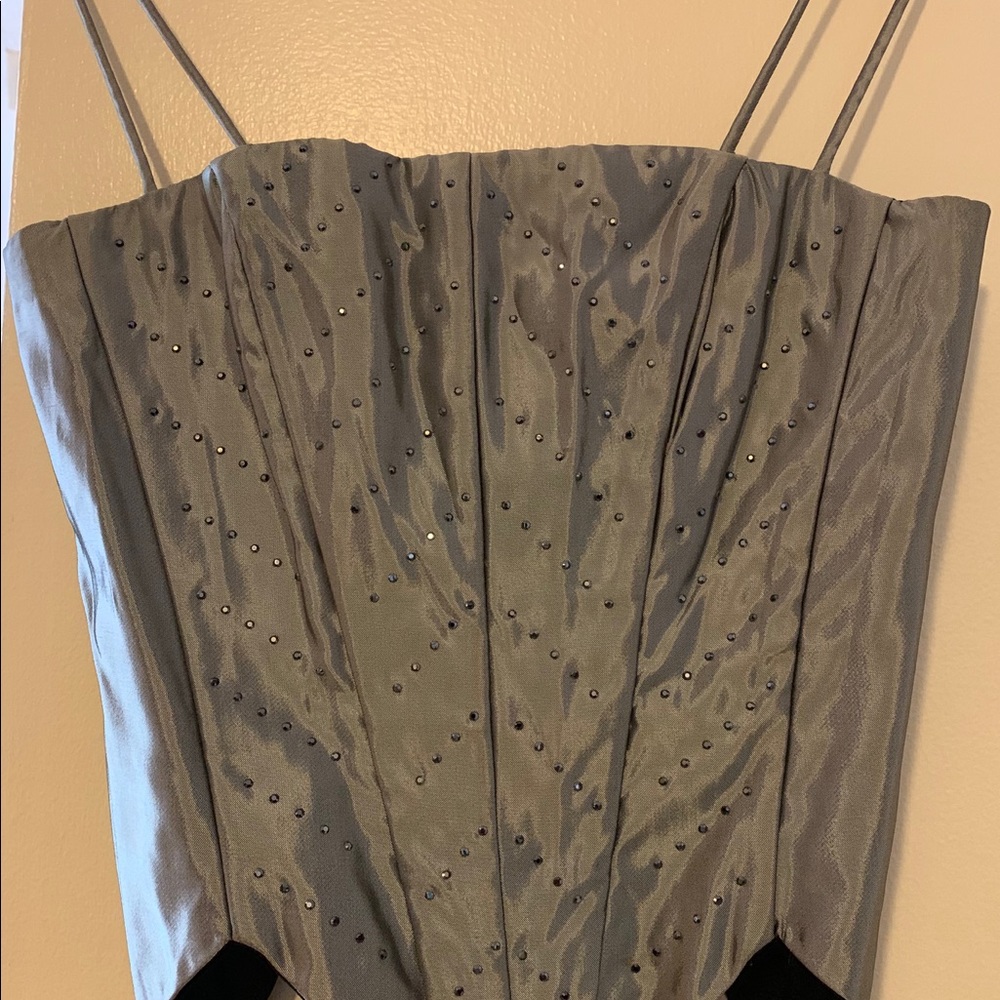 Jessica McClintock Collection Tuxedo Charcoal Top